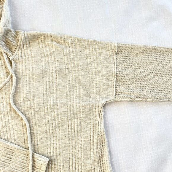 Sunday Linen Blend Long Sleeve Tie Bottom Stretch Lightweight  Hoodie Size L - Picture 8 of 11